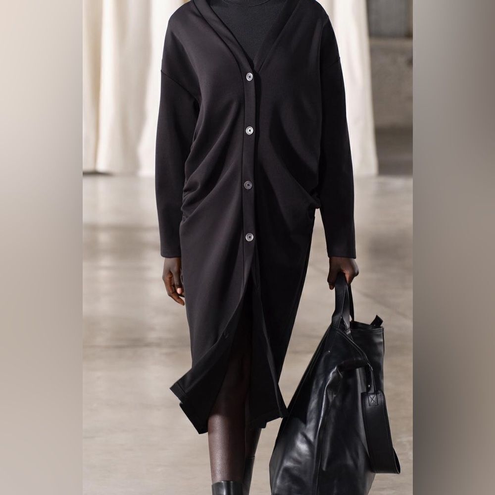 ZARA RUCHED LONG INTERLOCK JACKET - Picture 8 of 9